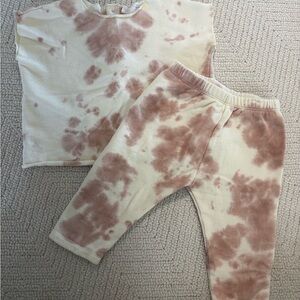 Zara Kids Cream and Pink Tie-Dye Matching Set